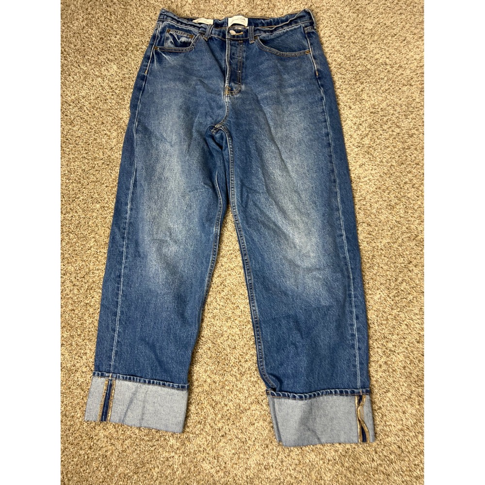 Universal Thread Mid-Rise 90s Baggy Cuffed Jeans Medium Wash 8R Button Fly